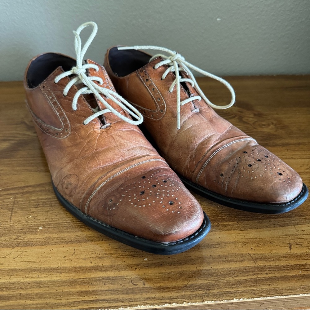 Men's Brown Leather Oxford Shoes Jump75 sz 12